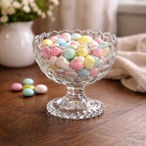Vintage Avon Clear Bubble Glass Footed‎ Candy Dish Sherbet Compote